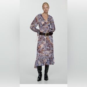 Mango Paisley Blue and Brown Maxi Dress